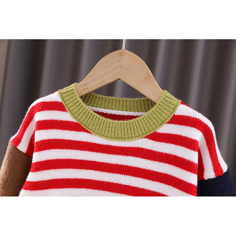 Contrast Color Striped Pullover Sweater