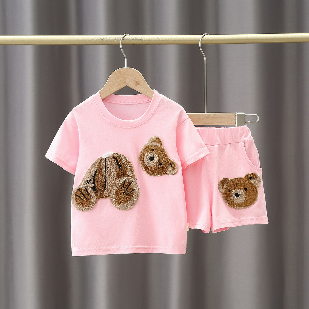 Bear Pullover Loose T-shirt and Shorts