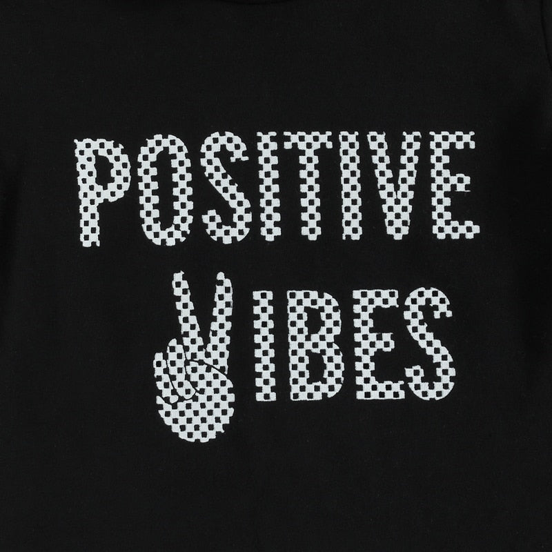 Positive Vibes Shirt W/ Checkered Shorts