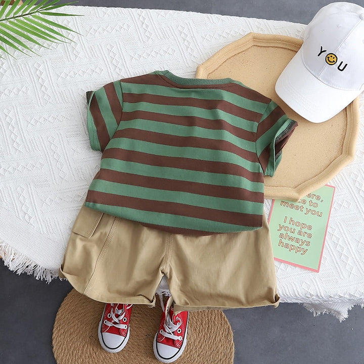 Casual Striped Top W/ Shorts