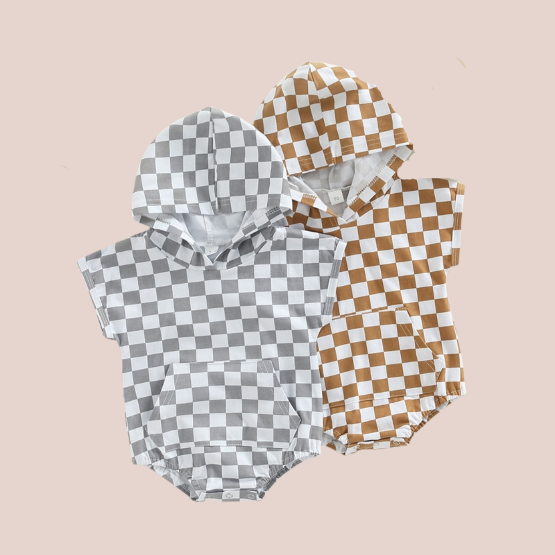 Checkered Print Romper - Shopminidrip