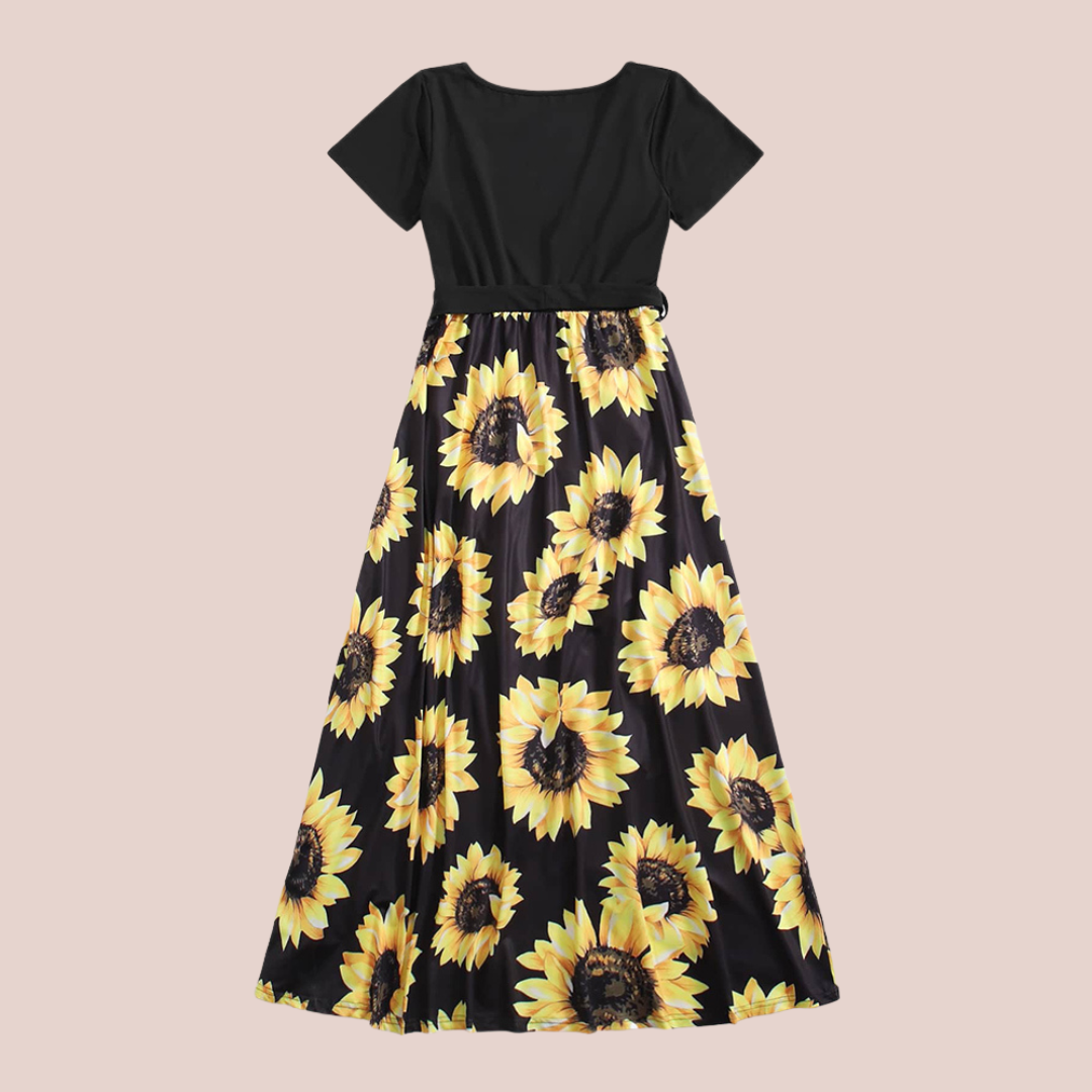 Sunflower Print Dress - Shopminidrip