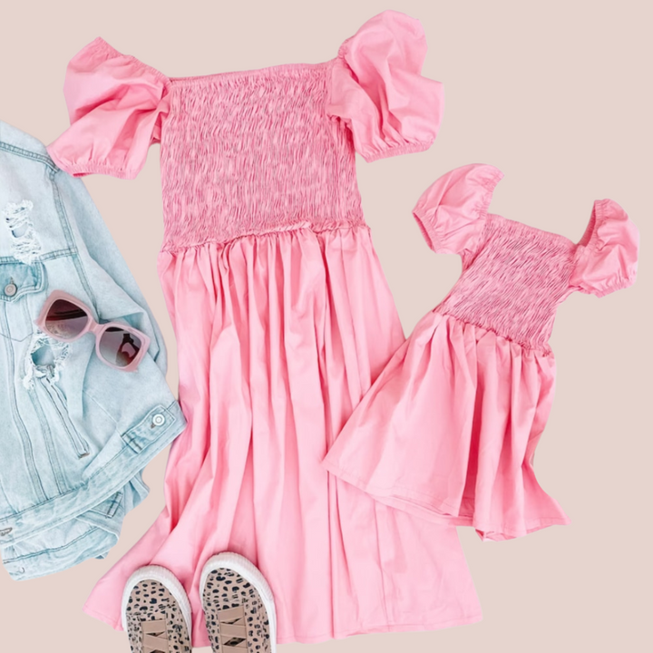 Pink Short Sleeve Dress - Shopminidrip