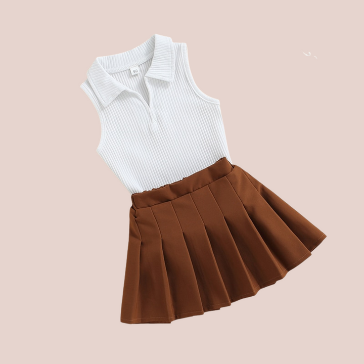 Sleeveless Top W/ Pleated Skirt - Shopminidrip