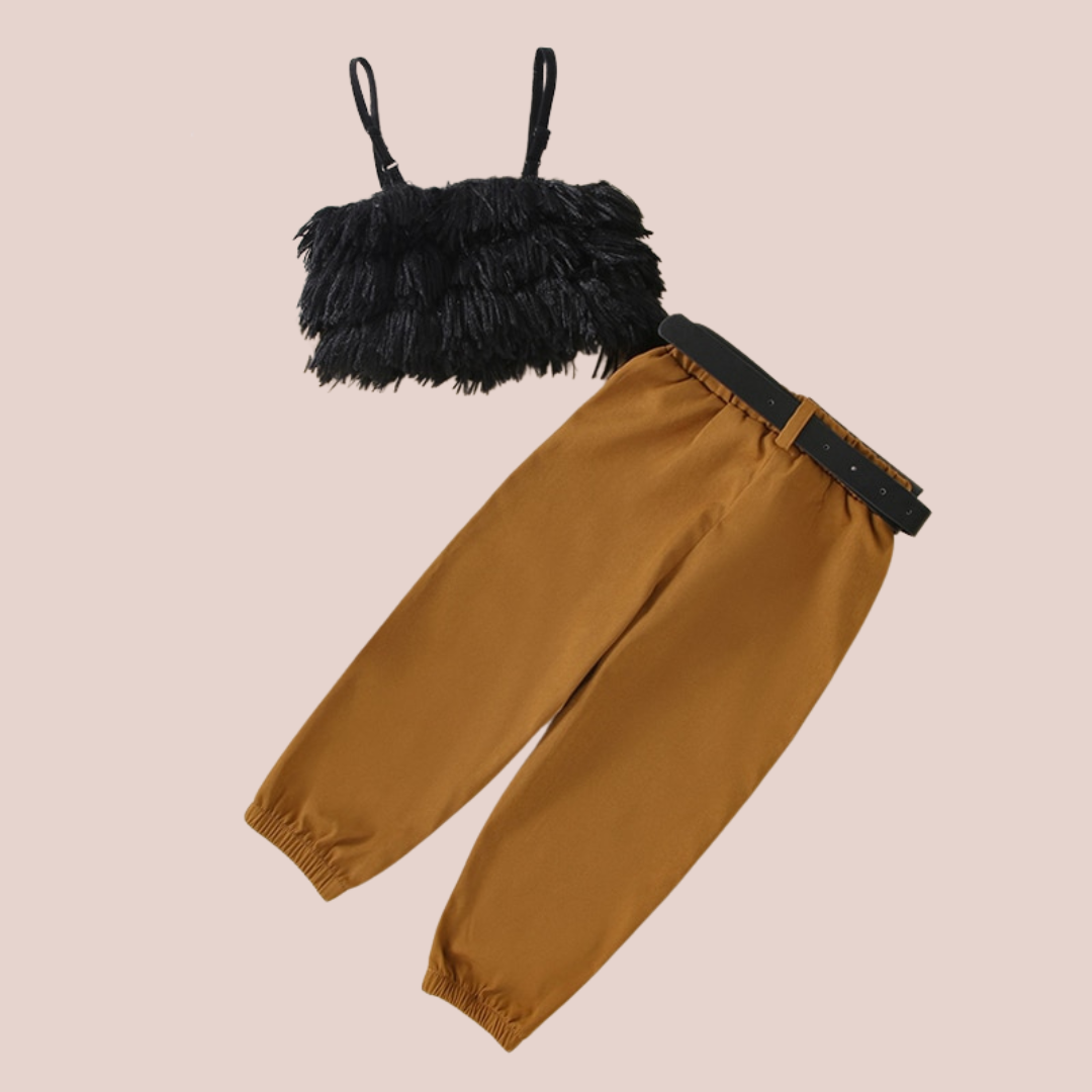 Furry Tank Tops W/ Long Pants + Waist Bag - Shopminidrip