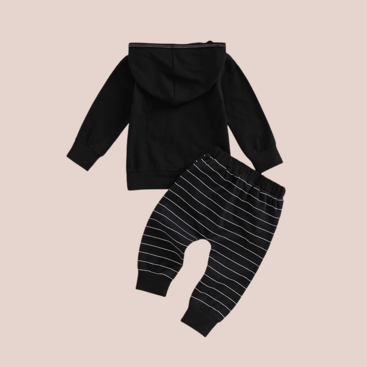 Hooded Pocket Top W/ Striped Pants - Shopminidrip